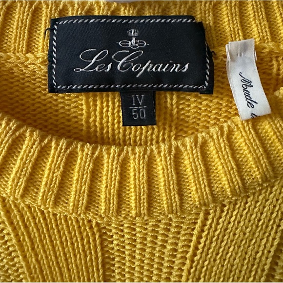 vintage 1990s canary yellow ribbed sweater made in Italy Les Copains - Picture 6 of 6